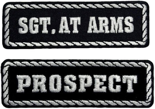 SGT Sargent at Arms,Prospect Officer MC Patch {2PC Bundle -Black & White]