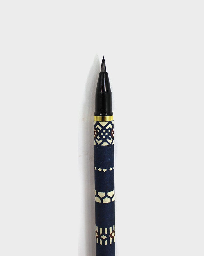 Shogado Calligraphy Brush Pen, Classic Series #19, Blue Geometric Pattern