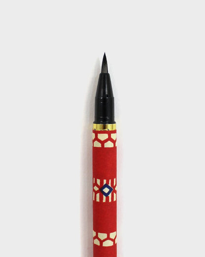 Shogado Calligraphy Brush Pen, Classic Series #3, Red Geometric Pattern