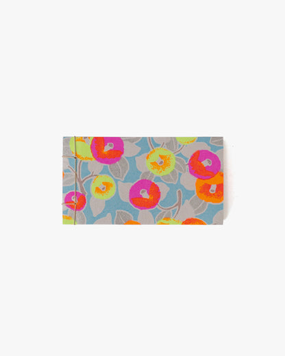 Shogado Memo Pad, Neon Series #1, Light Blue with Pink and Orange Tsubaki