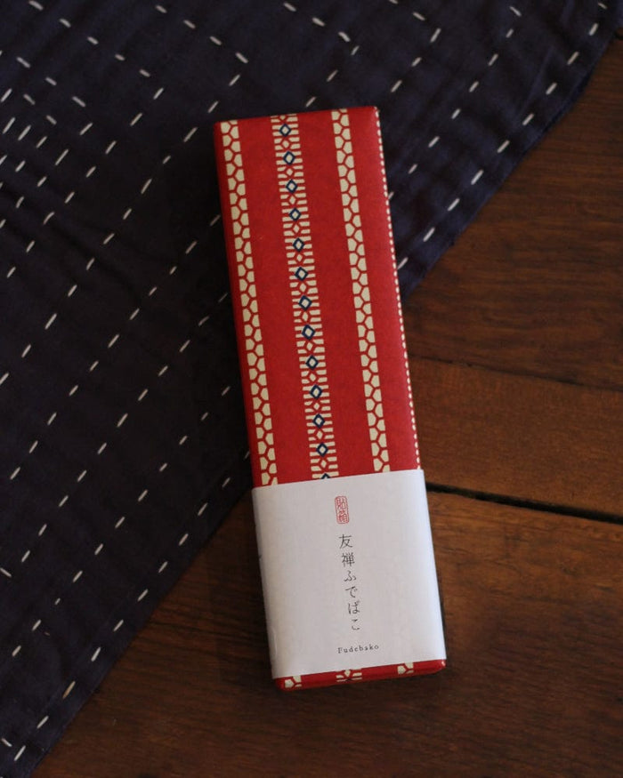 Shogado Pencil Box, Classic Series #03, Red Geometric Pattern