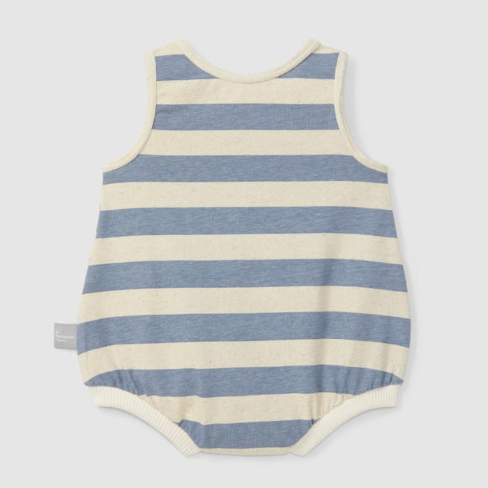 Snug - Cotton Bubble Romper - Blue Stripe-Footies + Rompers (Fashion)-0-3M (1M)-Posh Baby