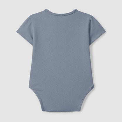 Snug - Organic Short Sleeve Henley Bodysuit - Storm Blue-Onesies-0-3M (1M)-Posh Baby