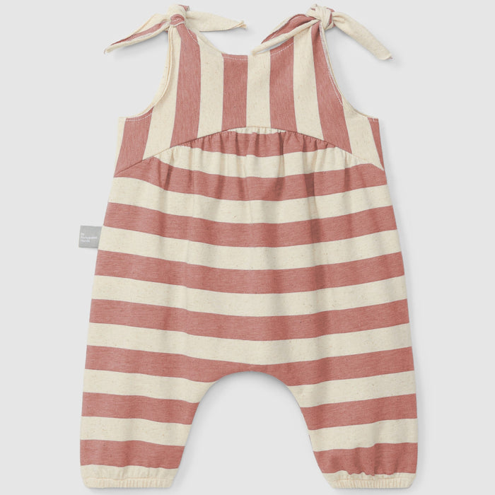 Snug - Tie-Strap Romper - Terracotta Stripe-Footies + Rompers (Fashion)-3-6M (3M)-Posh Baby