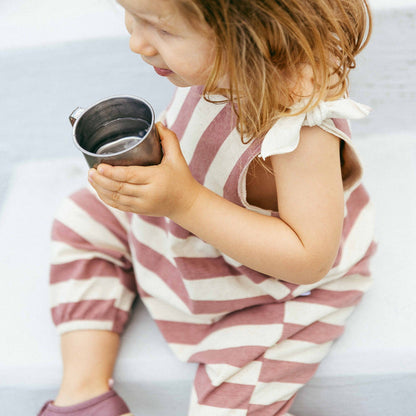 Snug - Tie-Strap Romper - Terracotta Stripe-Footies + Rompers (Fashion)-3-6M (3M)-Posh Baby