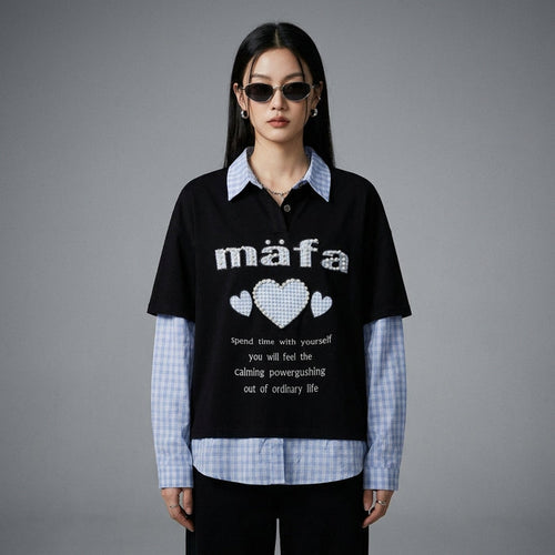 Sweat à capuche rétro sportif noir et blanc - Koreanxwear - Taille M