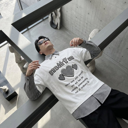 Sweat à capuche rétro sportif noir et blanc - Koreanxwear