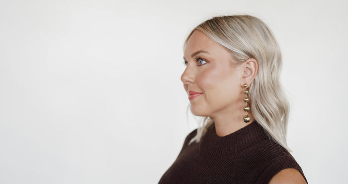 Stacked Orb Dangle Earrings- Gold