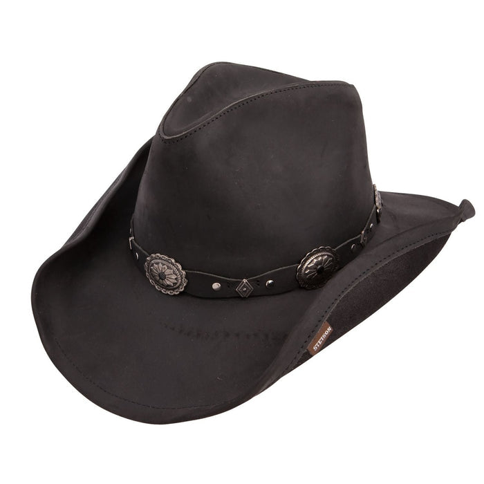 Stetson Roxbury Distressed Black Leather Hat