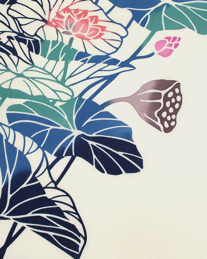 Tenugui, Chusen-Zome, Lotus Flower