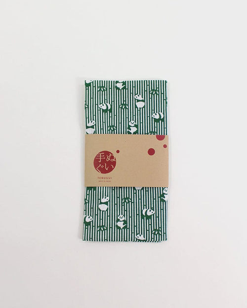 Tenugui, Classic, Komon, Green Bamboo and Panda