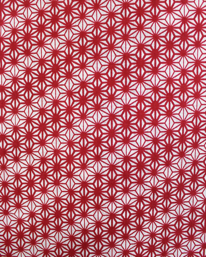 Tenugui, Classic, Komon, Red Asanoha with Variated Lines