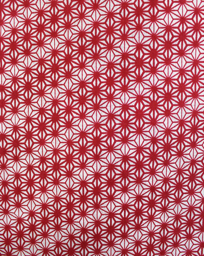 Tenugui, Classic, Komon, Red Asanoha with Variated Lines