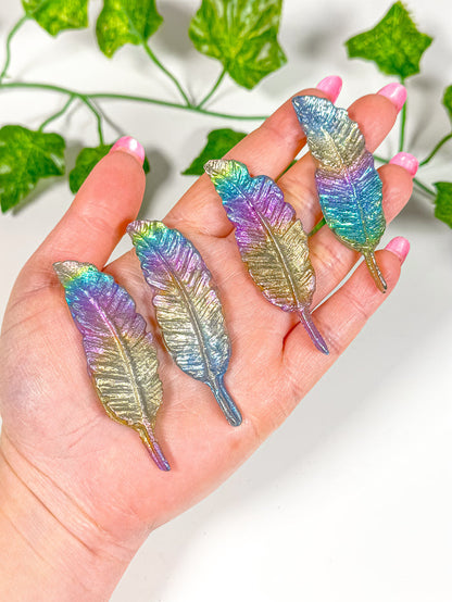 Titanium Rainbow Aura Bismuth Feather