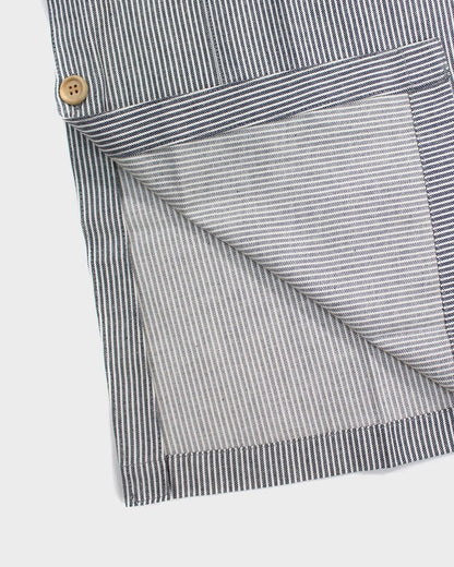 ToK Japanese Apron, Button Up Side, Grey and White Shima