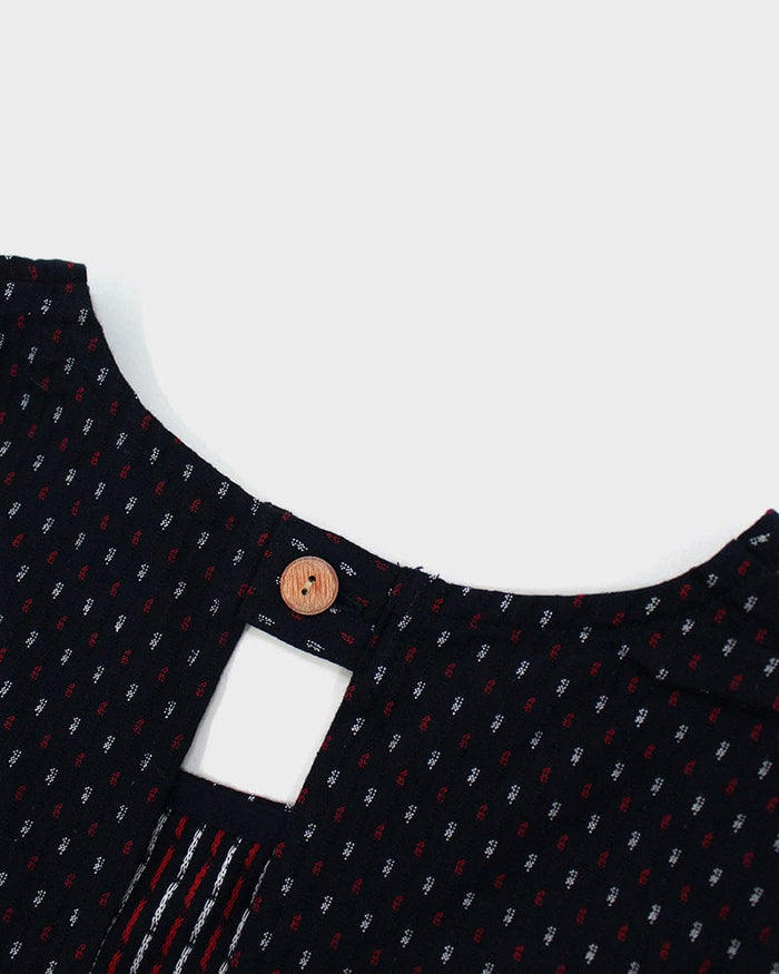 ToK Japanese Apron, Red Pockets, Indigo with Red and White Dash