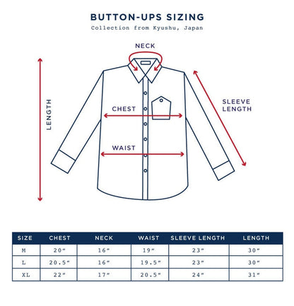 ToK Shirt, Long Sleeve Button-Up, Indigo with Thin White Shima