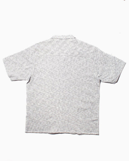 ToK Shirt, Short Sleeve Button-Up, Open Collar, White Grid