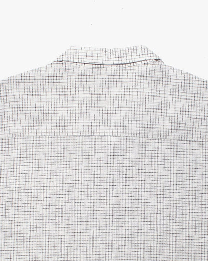 ToK Shirt, Short Sleeve Button-Up, Open Collar, White Grid