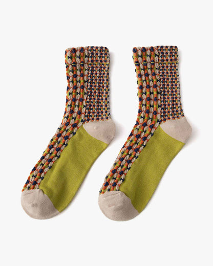 Tourtiwi, Embossed Retro Pattern, Middle-Tube Socks