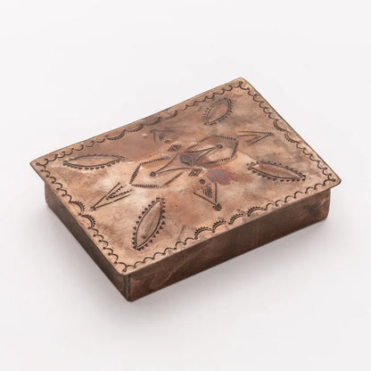 Vintage Style Copper Stamped Box by J. Alexander Rustic Silver