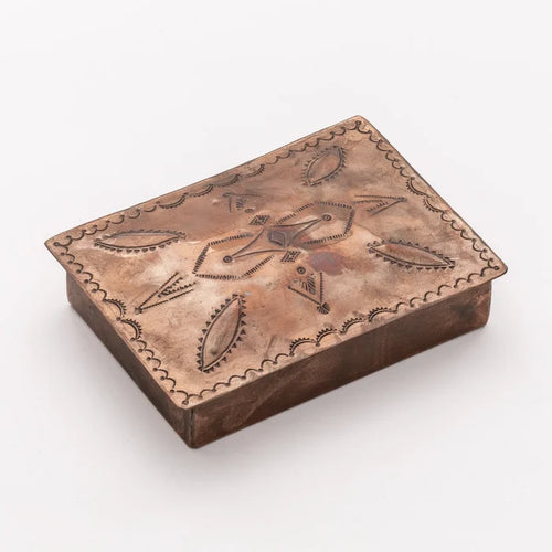 Vintage Style Copper Stamped Box by J. Alexander Rustic Silver