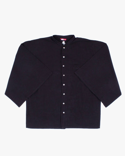 Wa-Modern, Long Sleeve Button Up Tunic, Embroidered, Black