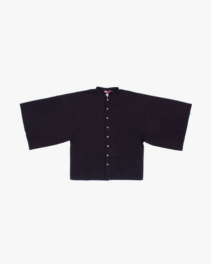 Wa-Modern, Long Sleeve Button Up Tunic, Embroidered, Black