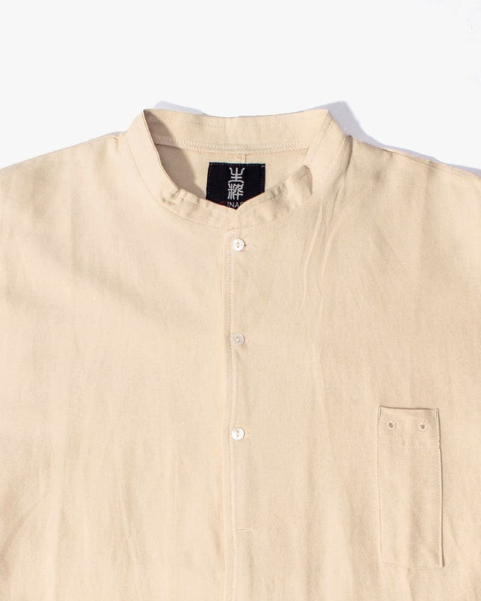 Wa-Modern Shirt, Long Sleeve Button-Up, Mandarin Collar, Cream