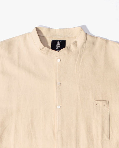 Wa-Modern Shirt, Long Sleeve Button-Up, Mandarin Collar, Cream