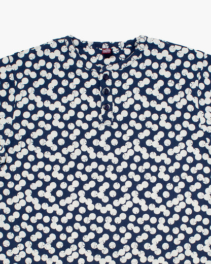 Wa-Modern, Short Sleeve Button Up Tunic, Blue