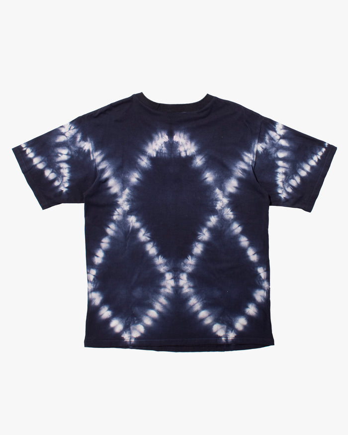Wa-Modern, Short Sleeve Button Up Tunic, Navy Shibori Tye Dye