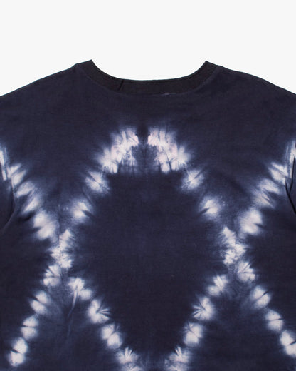Wa-Modern, Short Sleeve Button Up Tunic, Navy Shibori Tye Dye