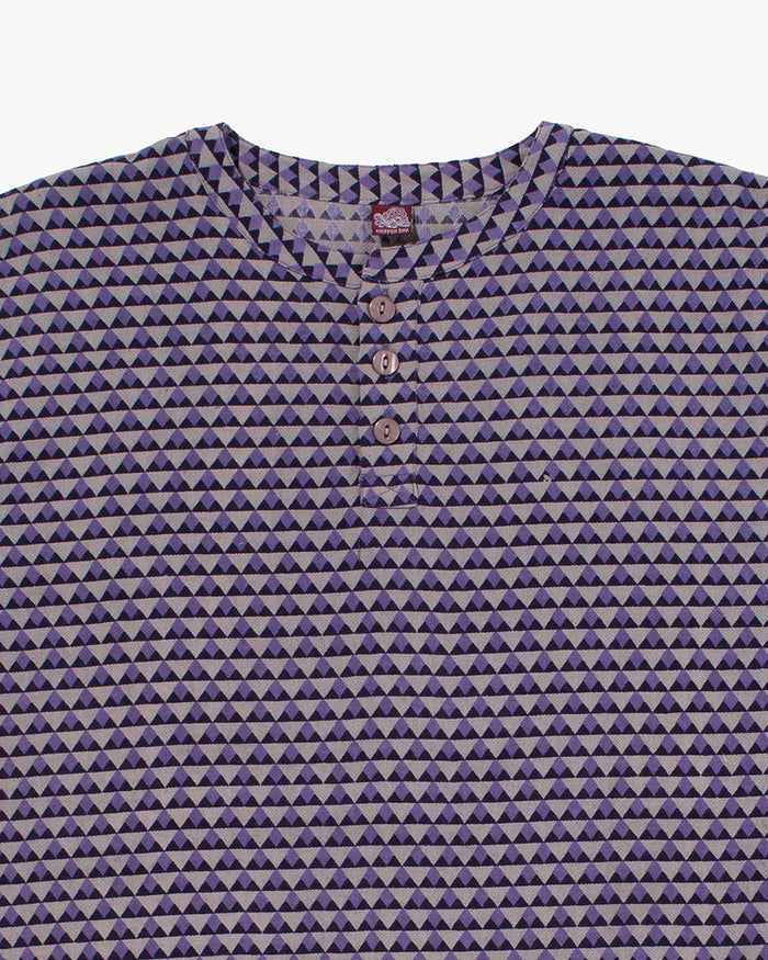 Wa-Modern, Short Sleeve Button Up Tunic, Purple
