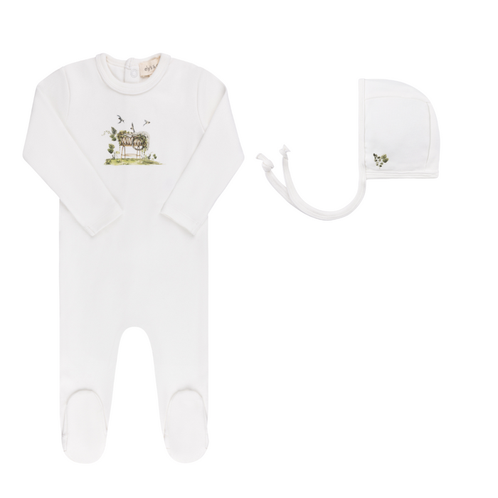 Watercolor Cradle Collection - Footie + Bonnet
