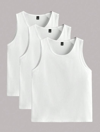 WHITE 3PCS MEN'S VEST TOP