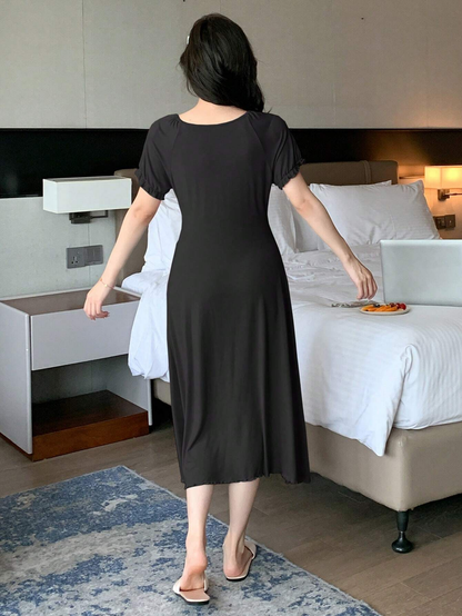 WOMEN'S FRENCH-STYLE DRAWSTRING LONG DRESS