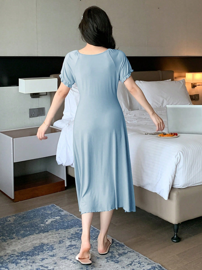 WOMEN'S FRENCH-STYLE DRAWSTRING LONG DRESS