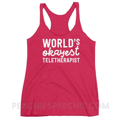 World’s Okayest Teletherapist Tri-Blend Racerback - Tank Tops peachiespeechie.com