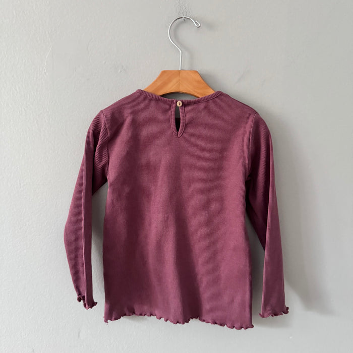 Zara / Burgundy ribbed long sleeve / 3-4Y