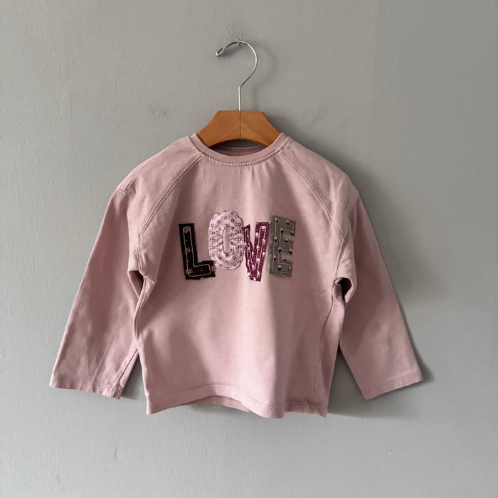 Zara / Pink LOVE long sleeve / 4Y
