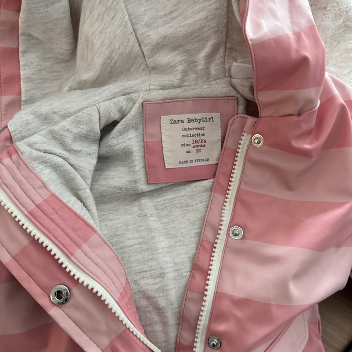 Zara / Pink stripe rain jacket / 18-24M