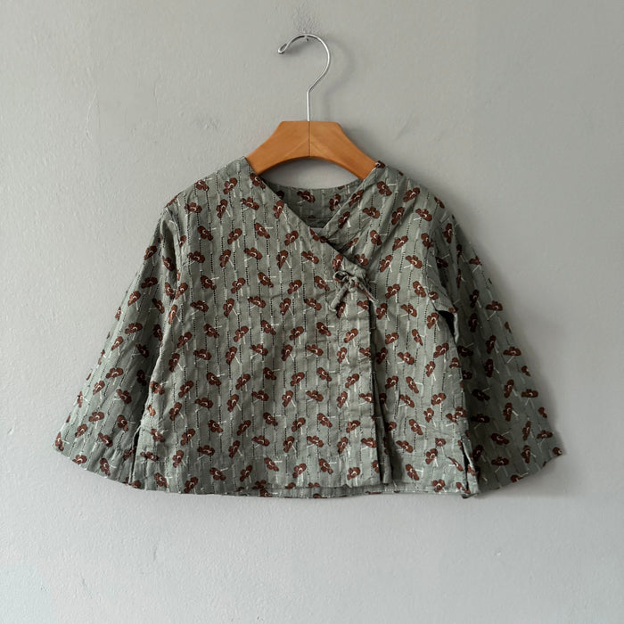 Zara / Smokey blue x brown blouse / 3Y