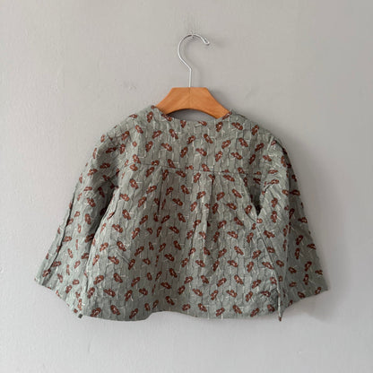 Zara / Smokey blue x brown blouse / 3Y